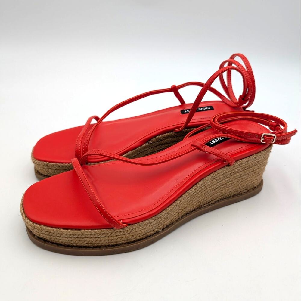 Nine West Alexx Ankle Strap Wedge Heel Sandals Women's Red Size US8.5M EU39